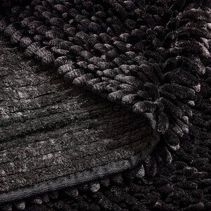 Simons Black Fluffy Bath Mat Rug